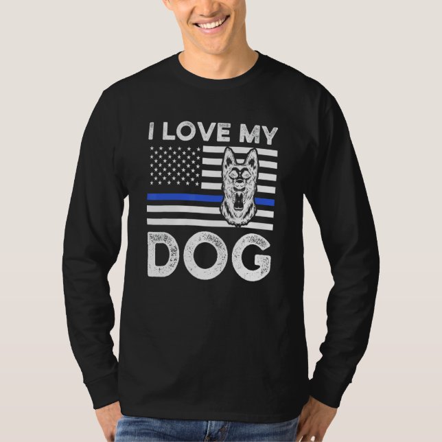 T-shirt J'aime mon chien policier K 9 (Devant)