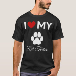 T-shirt J'aime mon chien Rat Terrier texte personnalisé