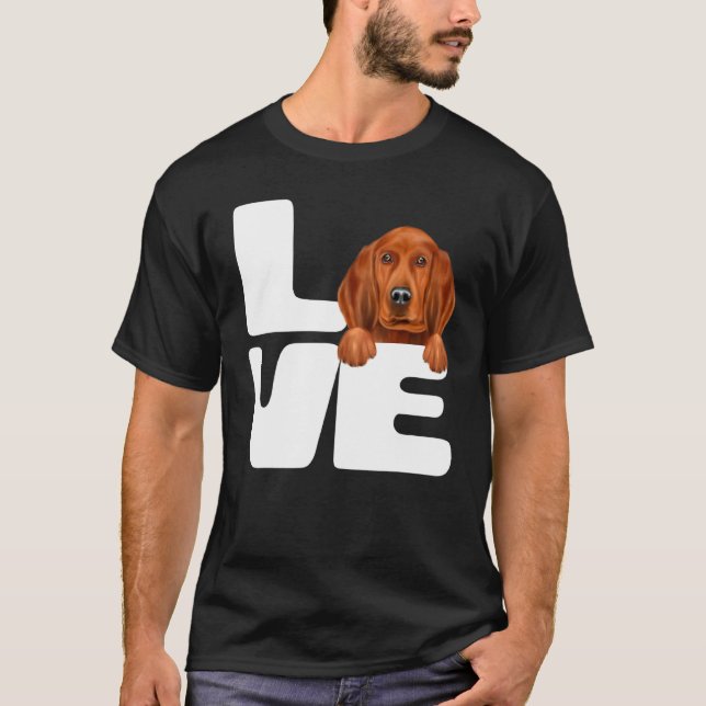 T-shirt J'aime mon chien Redbone Coonhound (Devant)