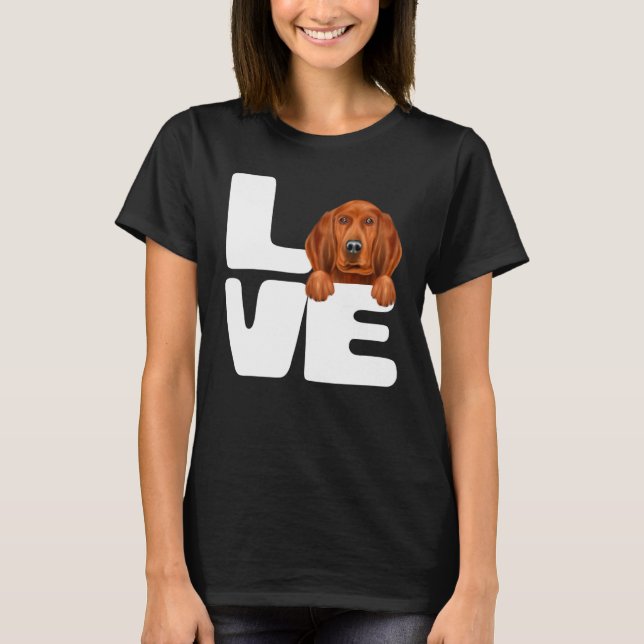 T-shirt J'aime mon chien Redbone Coonhound (Devant)