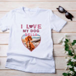 T-shirt J'aime mon chien rose Coeur photo Nom du chien<br><div class="desc">J'adore mon T-shirt Dog Pink Heart Photo Dog Name. Une photo en forme de coeur. Ajoutez votre photo et votre nom.</div>