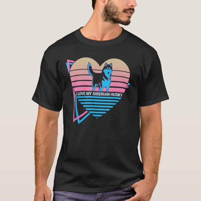 T-shirt J'Aime Mon Chien Sibérien Husky (Devant)