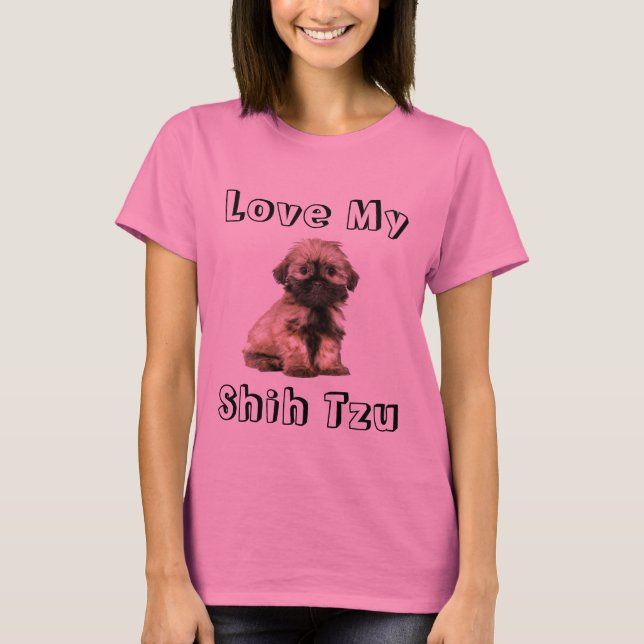 T-shirt J'aime mon chih Tzu Tee - shirt de chiots (Devant)