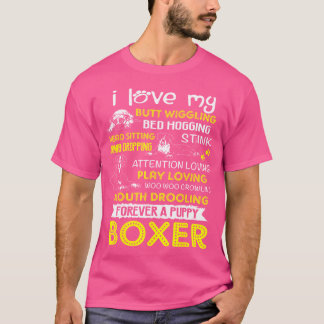 T-shirt J'Aime Mon Chiot Boxer Butt Wiggling-Funny Boxer D