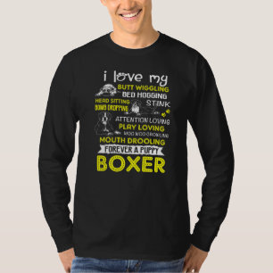 T-shirt J'Aime Mon Chiot Boxer Butt Wiggling Funny Boxer D