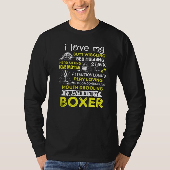 T-shirt J'Aime Mon Chiot Boxer Butt Wiggling Funny Boxer D (Devant)