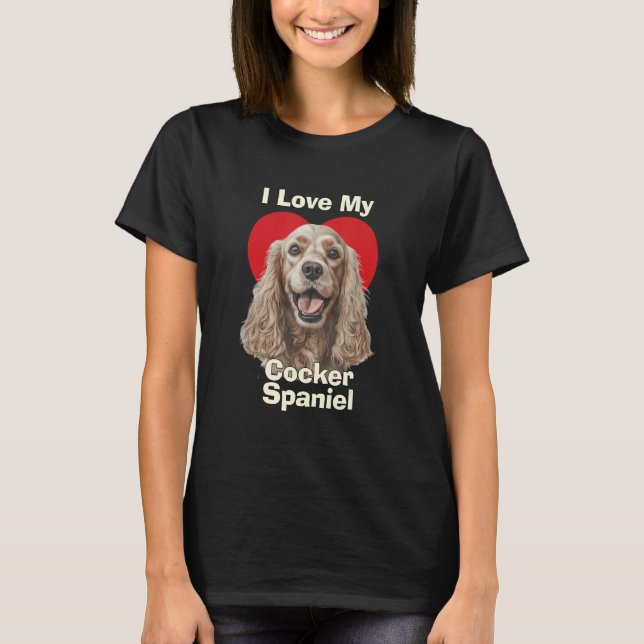 T-shirt J'aime mon chiot épagneul cocker (Devant)