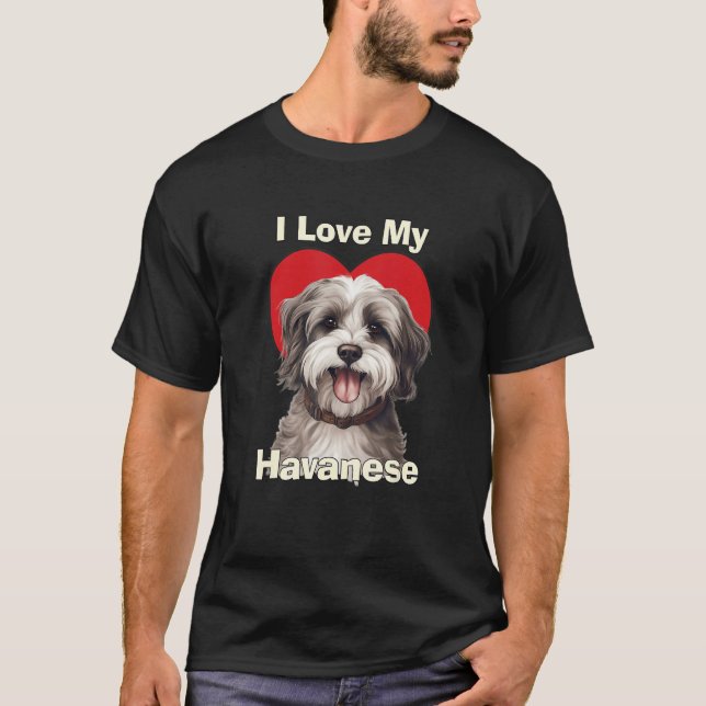 T-shirt J'aime mon chiot havanais (Devant)