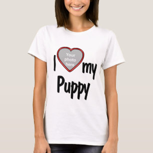 T-shirt J'aime mon chiot mignon Chien de Coeur Rouge Propr