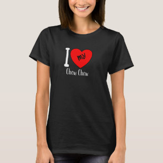 T-shirt J'Aime Mon Chow Chow Chien Race Coeur