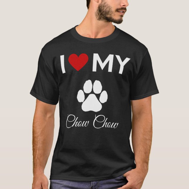 T-shirt J'aime mon Chow Chow chien texte personnalisé (Devant)