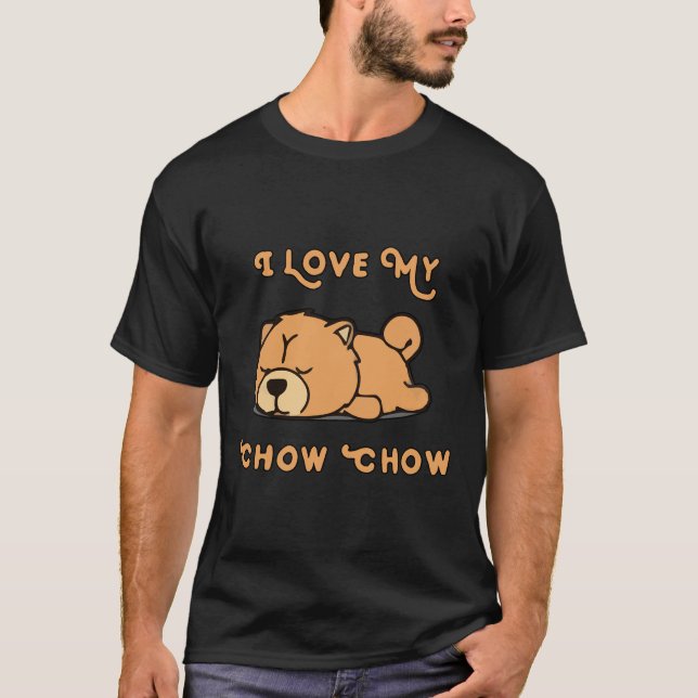 T-shirt J'Aime Mon Chow Chow Chow Pour Chien 830 (Devant)