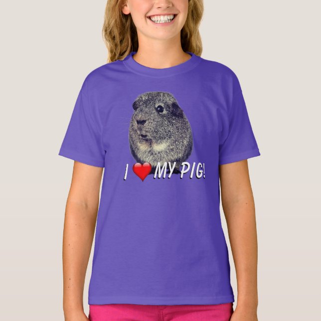 T-shirt "J'aime mon cochon" Cochon de Guinée (Devant)