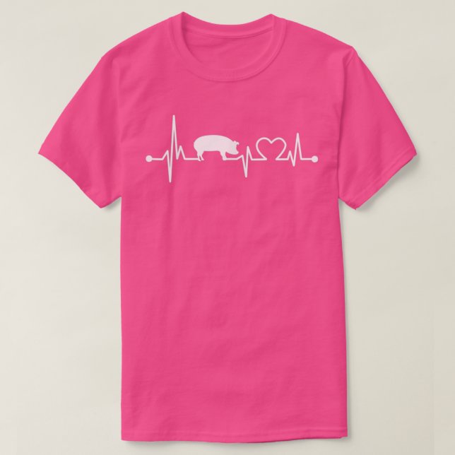 T-shirt J'aime mon cochon Coeur Valve EKG Heartbeat Funny  (Design devant)