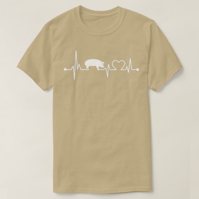 T-shirt J'aime mon cochon Coeur Valve EKG Heartbeat Funny  (Design devant)