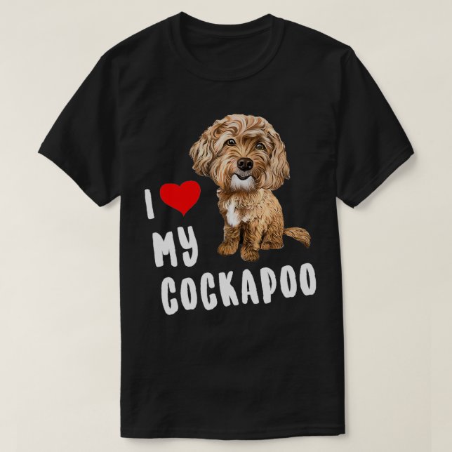 T-shirt J'Aime Mon Cockapoo Design Parfait Drôle Mignonne  (Design devant)