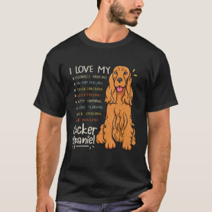 T-shirt J'Aime Mon Cocker Espagnol Chien Maman Papa Drôle 
