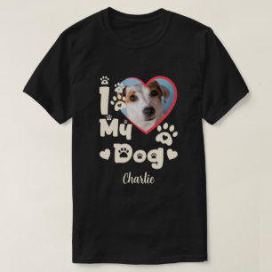 T-shirt J'aime mon coeur de chien Photo et nom personnalis
