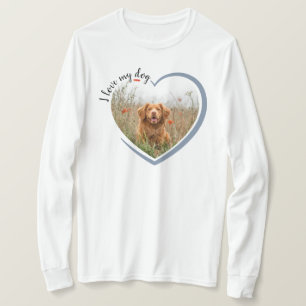 T-shirt J'Aime Mon Coeur De Chien Photo Longtemps Levée