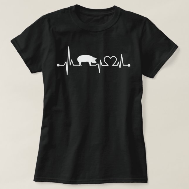 T-shirt J'Aime Mon Coeur De Coeur De Cochon Valve EKG Hear (Design devant)