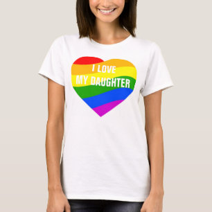 T-shirt J'aime mon coeur de couleurs d'arc-en-ciel de