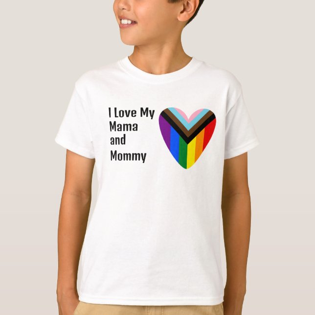 T-shirt J'aime mon coeur de mamans lesbiennes (Devant)
