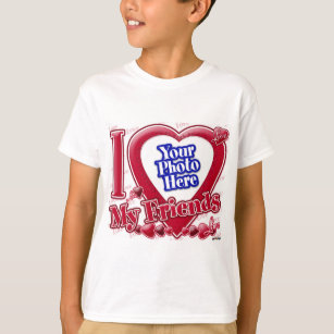 T-shirt J'aime mon coeur rouge d'amis - photo