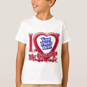 T-shirt J'aime mon coeur rouge de grand-papa - photo