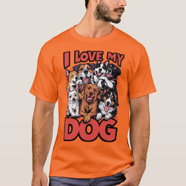 T-shirt J'aime mon concept de chien conception graphique (Devant)