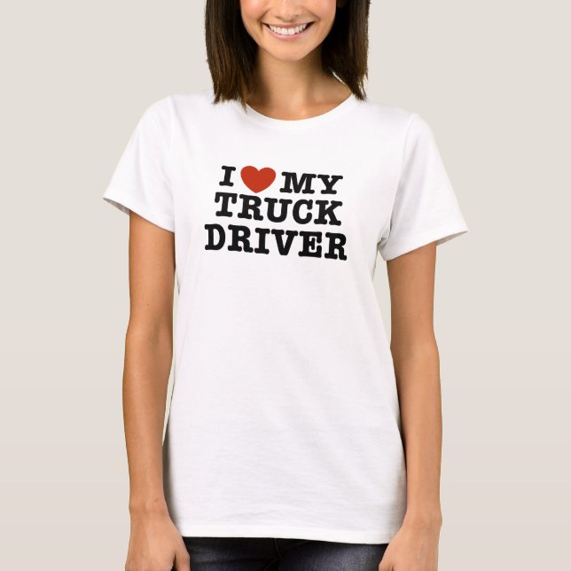 T-shirt J'Aime Mon Conducteur De Camion (Devant)