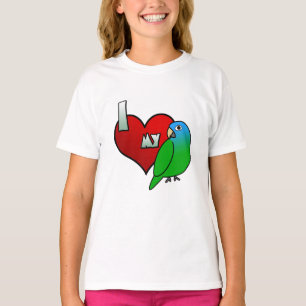 T-shirt J'aime mon Conure couronné par bleu