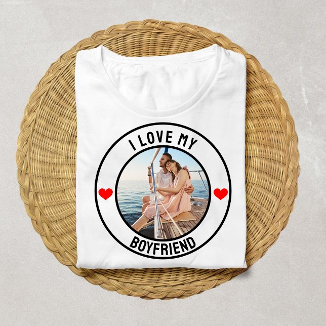 T-shirt J'Aime Mon Copain Cadeau Photo Personnalisé Pour L (Créateur téléchargé)