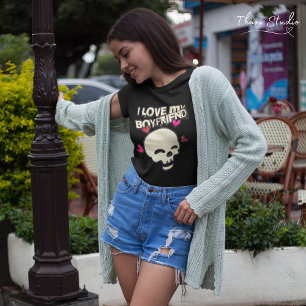 T-shirt J'aime mon copain Vintage crâne Coeur Couple