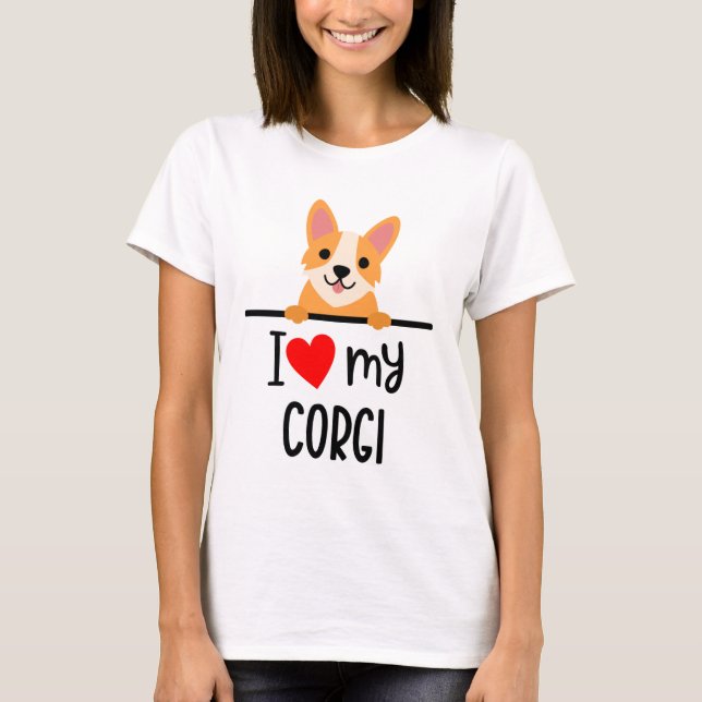 T-shirt J'Aime Mon Corgi (Devant)