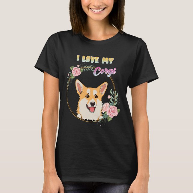 T-shirt J'Aime Mon Corgi Actif (Devant)