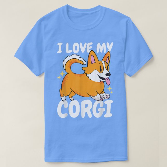 T-shirt J'aime mon Corgi avec un chien (Design devant)