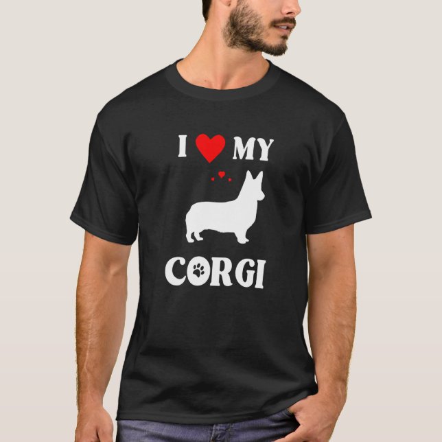 T-shirt J'aime mon corgi chien mignon (Devant)