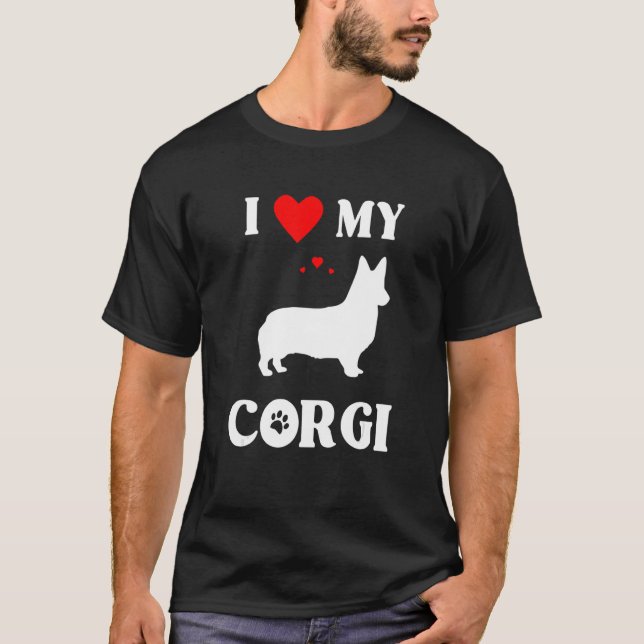 T-shirt J'Aime Mon Corgi Cute Dog Design (Devant)