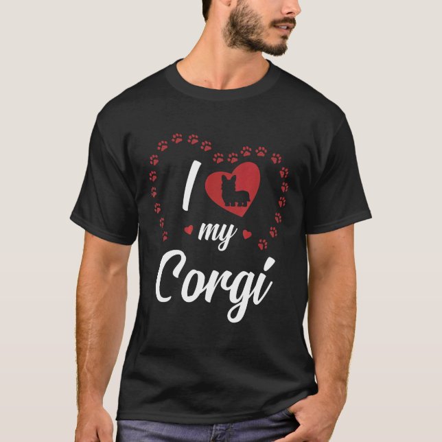 T-shirt J'aime mon Corgi Love Corgi (Devant)