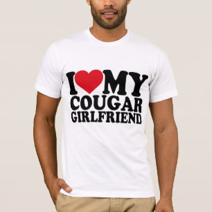 T-shirt J'Aime Mon Cougar Girlfriend blanc, Je Coeur Mon