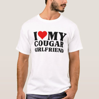 T-shirt J'Aime Mon Cougar Girlfriend I Heart My Cougar Gir