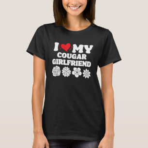 T-shirt J'Aime Mon Cougar Girlfriend I Heart My Cougar Gir