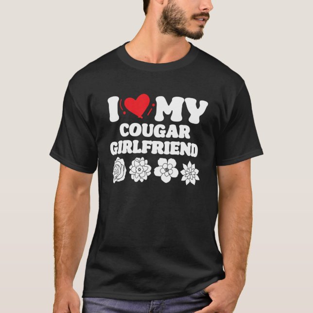 T-shirt J'Aime Mon Cougar Girlfriend I Heart My Cougar Gir (Devant)