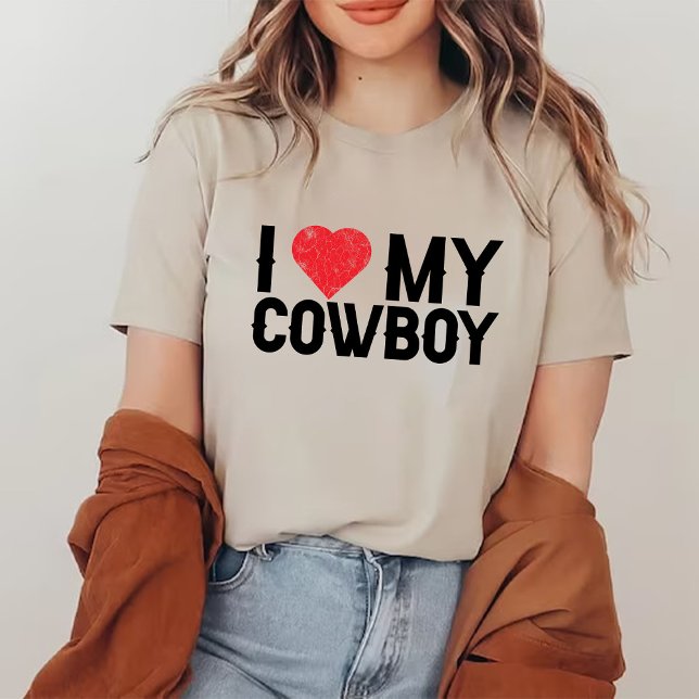 T-shirt J'aime mon cowboy Western Country filles (I Love My Cowboy Western Country girls T-Shirt)
