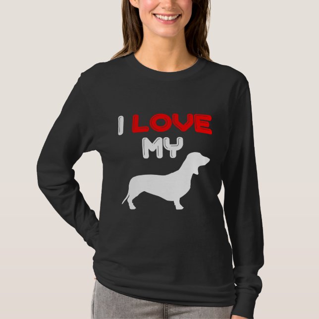 T-shirt J'Aime Mon Dachshund 166 (Devant)