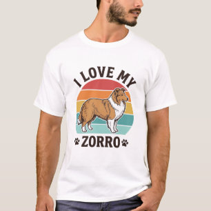 T-shirt J'aime mon design vintage Zorro amateur de chien_1