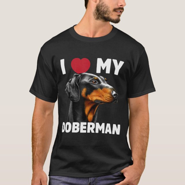 T-shirt J'Aime Mon Doberman (Devant)