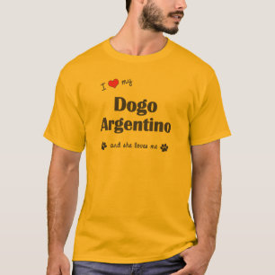 T-shirt J'aime mon Dogo Argentino (le chien femelle)