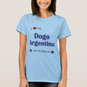 T-shirt J'aime mon Dogo Argentino (le chien femelle)
