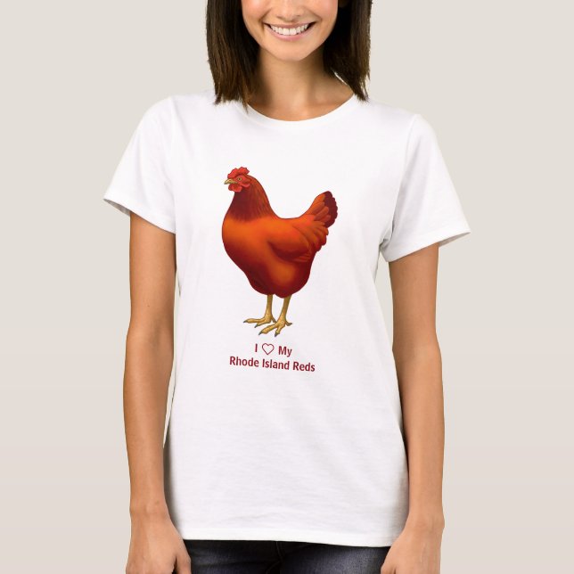 T-shirt J'aime mon éleveur de poulet rouge de Rhode Island (Devant)